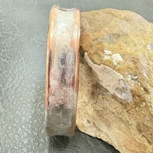 Handmade Women's Fused Silver on Copper Cuff Bracelet, Hammered sterling Texture
